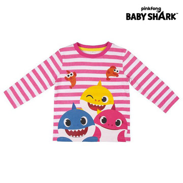 Langarm T-Shirt für Kinder Baby Shark Rosa