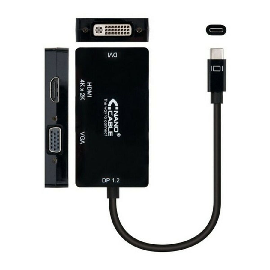 USB C-zu-VGA/HDMI/DVI-Adapter NANOCABLE 10.16.4301-BK (10 cm) Schwarz