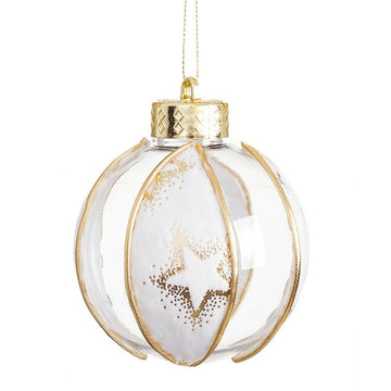 Weihnachtsbaumkugeln Weiß Durchsichtig Gold Kunststoff Stoff Sterne 8 x 8 x 8 cm (4 Stück)