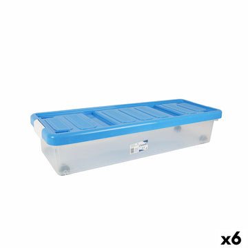 Aufbewahrungsbox mit Deckel Tontarelli Kunststoff Blau Durchsichtig 24 L Räder 79 x 28,7 x 16,8 cm (6 Stück)
