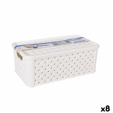 Aufbewahrungsbox mit Deckel Tontarelli Arianna Kunststoff Weiß 4 L 29 x 16,6 x 11,2 cm (8 Stück)