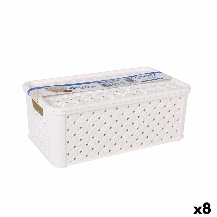 Aufbewahrungsbox mit Deckel Tontarelli Arianna Kunststoff Weiß 4 L 29 x 16,6 x 11,2 cm (8 Stück)