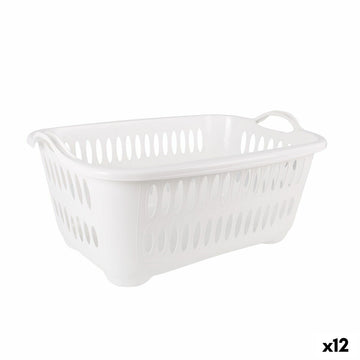 Korb für schmutzige Wäsche Tontarelli Cover line Mit Griffen Kunststoff Weiß 62,5 x 44,5 x 27,5 cm (12 Stück)