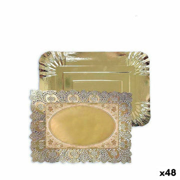 Tablett für Snacks Algon Gold rechteckig 25,5 x 35 x 2 cm Einwegartikel (48 Stück)
