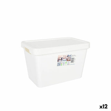 Aufbewahrungsbox mit Deckel Tontarelli Maya Weiß 6,4 L 28 x 18 x 17,7 cm (12 Stück)