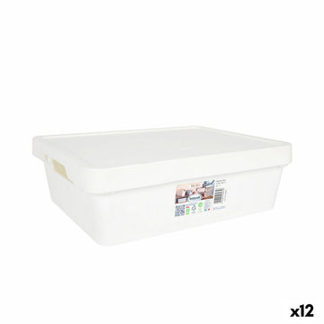 Aufbewahrungsbox mit Deckel Tontarelli Maya Weiß 9,2 l 36 x 28 x 11 cm (12 Stück)