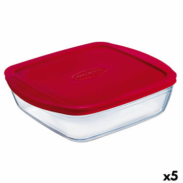 Rechteckige Lunchbox mit Deckel Ô Cuisine Cook&store Ocu Rot 2,5 L 28 x 20 x 8 cm Silikon Glas (5 Stück)
