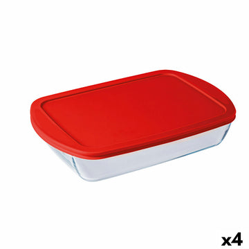 Rechteckige Lunchbox mit Deckel Ô Cuisine Cook&store Ocu Durchsichtig Glas Silikon 4,5 L (4 Stück)