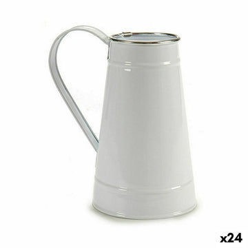 Blumentopf Milchkrug Weiß Silberfarben Metall 17 x 18,5 x 11,3 cm (24 Stück)