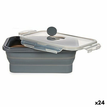 Rechteckige Lunchbox mit Deckel Grau Silikon 800 ml 12,5 x 3 x 18,5 cm (24 Stück)