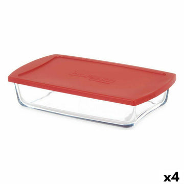 Lunchbox Borcam Rot Durchsichtig Borosilikatglas 1,3 L (4 Stück)