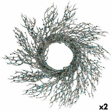 Weihnachtskranz Zweig Blau Kunststoff 50 x 10 x 50 cm (2 Stück)