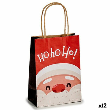 Papiertaschen Weihnachtsmann Weiß Rot 13,5 x 8 x 21 cm (12 Stück)
