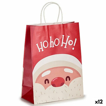 Papiertaschen Weihnachtsmann Weiß Rot 12 x 33 x 25 cm (12 Stück)