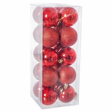 Weihnachtsbaumkugeln Rot Kunststoff 6 x 6 x 6 cm (20 Stück)